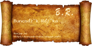 Buncsák Réka névjegykártya